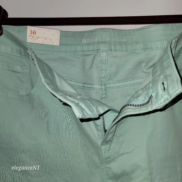 Old Navy Seafoam Green Rockstar mid-rise jeans Sz: 16 NWT - Picture 4 of 8